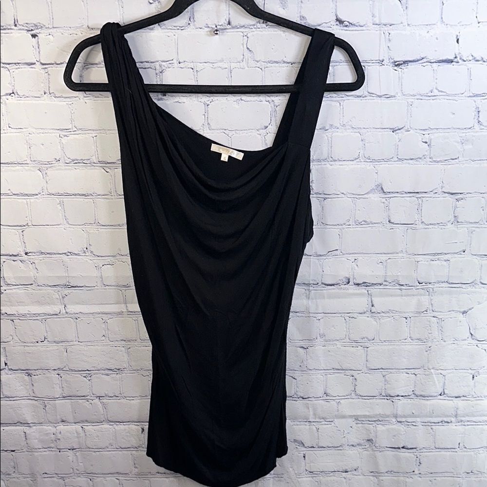 🖤 Matty M Black Top with Asymmetrical Neckline - Size Small